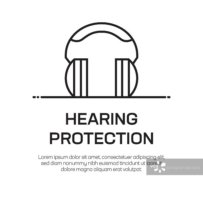 听力保护矢量线图标-简单的细线图标，优质的设计元素图片素材
