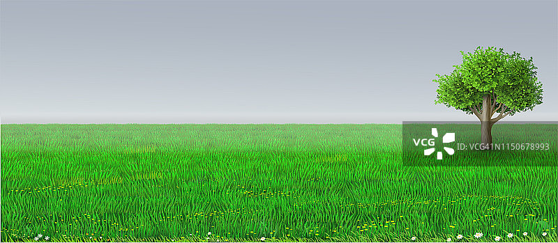 向量绿色地平线背景树图片素材