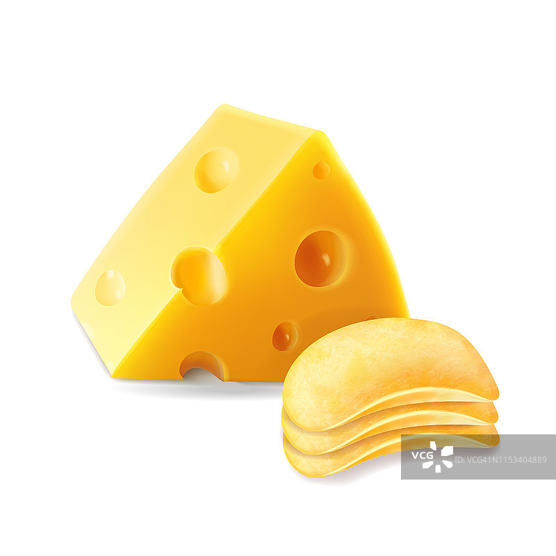 薯片与奶酪隔离堆砌图片素材
