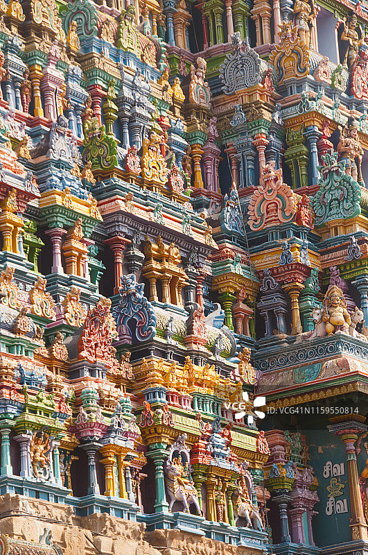 米纳克什寺庙的细节在马杜赖，泰米尔纳德邦，印度图片素材