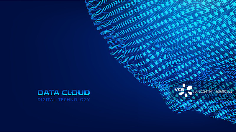 现代云技术。数据云。数字技术。集成数字网络的概念背景，矢量。EPS10图片素材