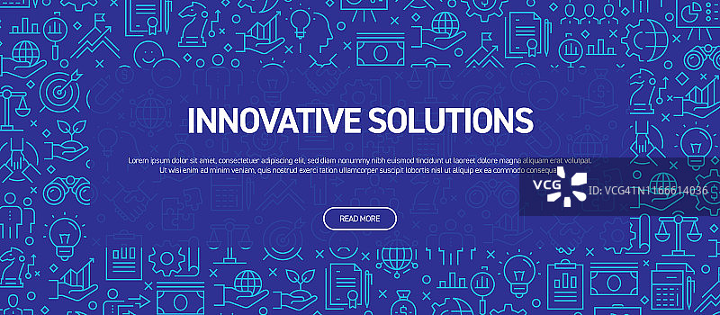 创新的解决方案概念-业务相关的无缝模式网页横幅图片素材