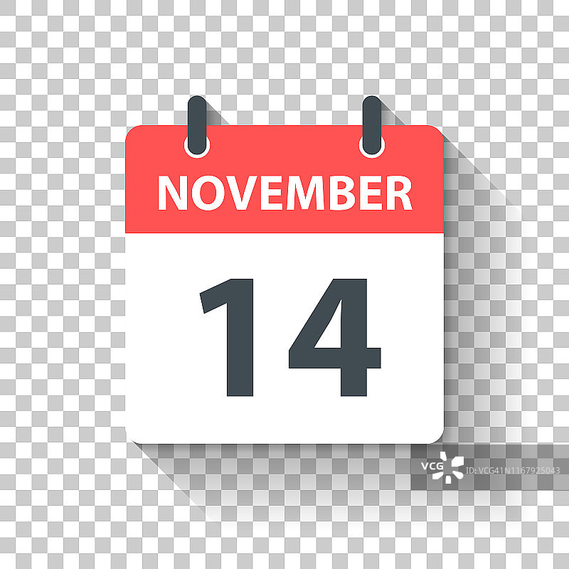 11月14日-平面设计风格的每日日历图标图片素材