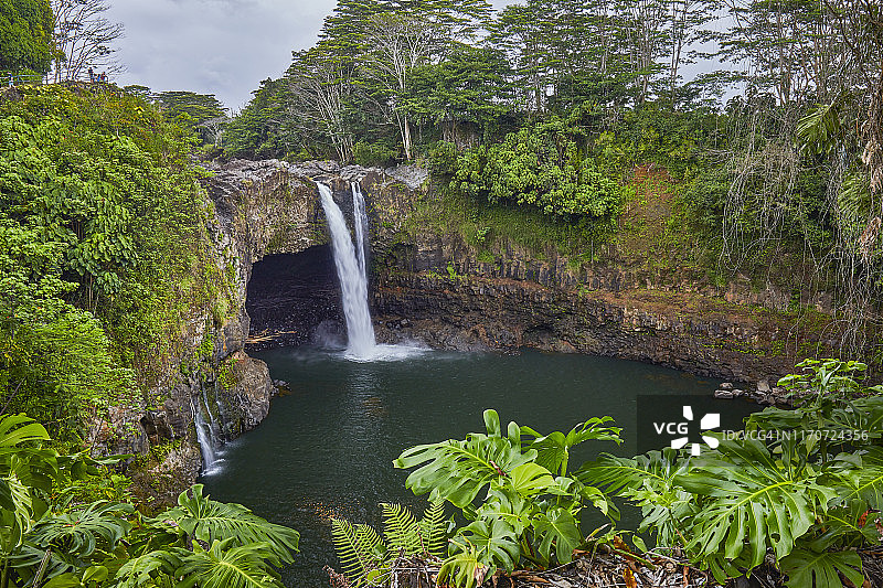 彩虹瀑布,小矿脉,大的岛,夏威夷,美国图片素材