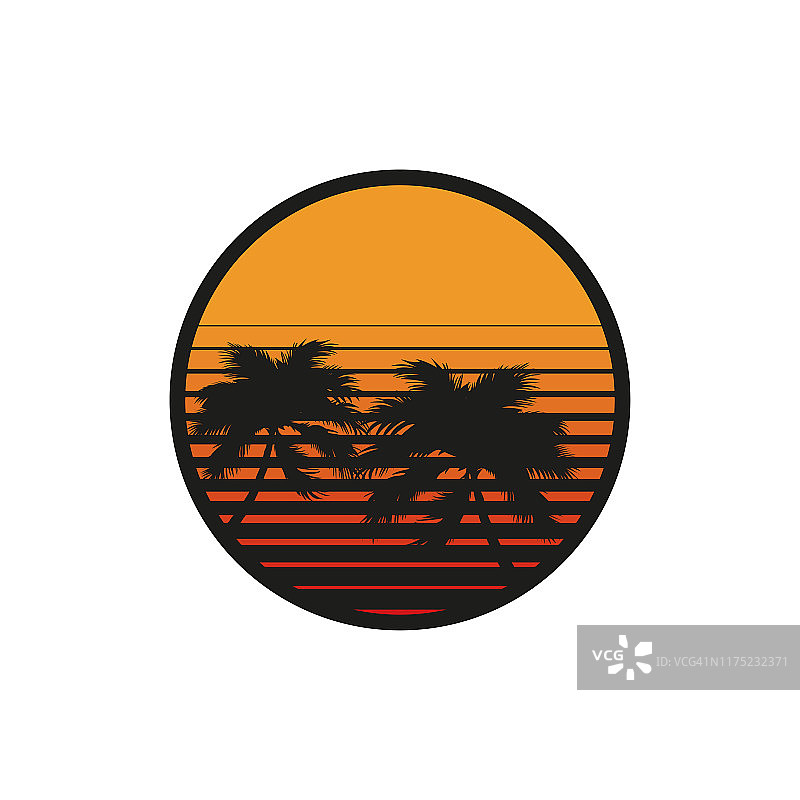 日落时分，平地上棕榈树的剪影图片素材