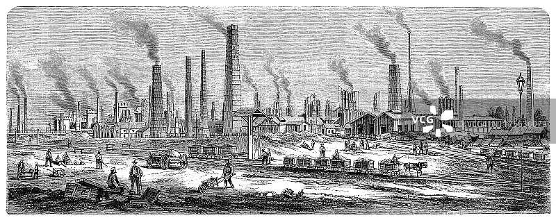 位于Chorzów (Königshütte)的钢铁厂是波兰南部西里西亚的一座城市，靠近卡托维兹图片素材