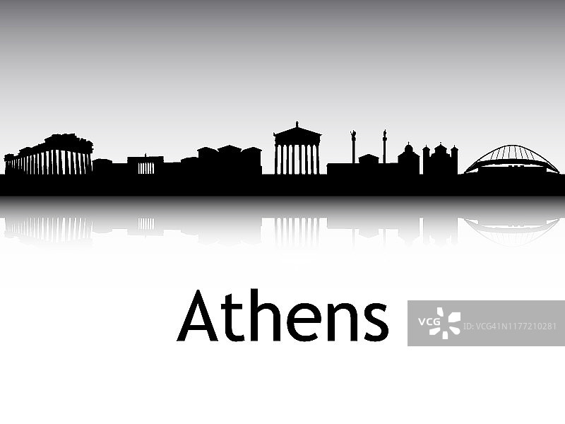 希腊雅典的全景轮廓图片素材