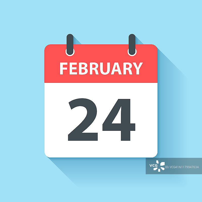 2月24日-每日日历图标在平面设计风格图片素材