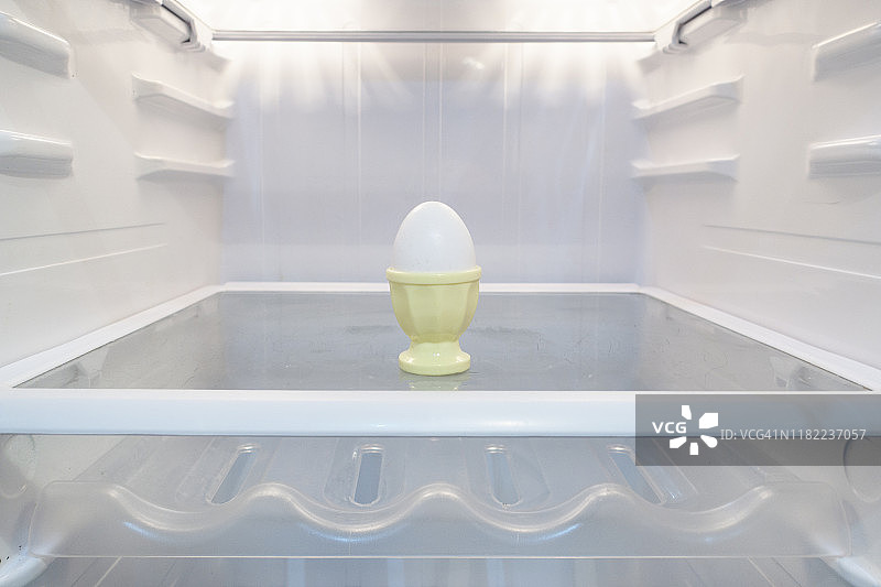 新鲜有机鸡蛋在空冰箱图片素材