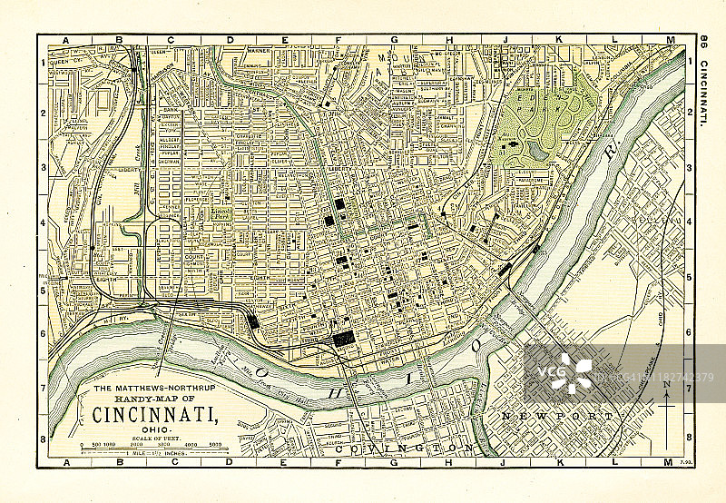 辛辛那提地图1898图片素材