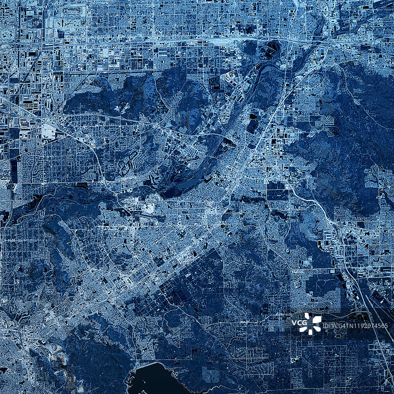 河滨加州3D渲染地图蓝色顶视图2019年9月图片素材