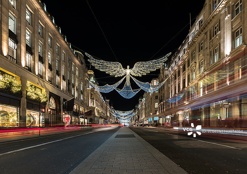 摄政街，伦敦圣诞，英国。图片素材