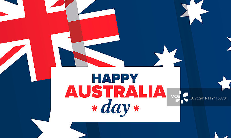 澳大利亚的一天。全国节日快乐，每年的1月26日庆祝。澳大利亚国旗。爱国主义的元素。海报、卡片、横幅和背景。矢量图图片素材