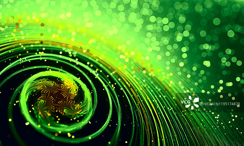 漩涡抽象散克绿色粒子运动分形背景图片素材