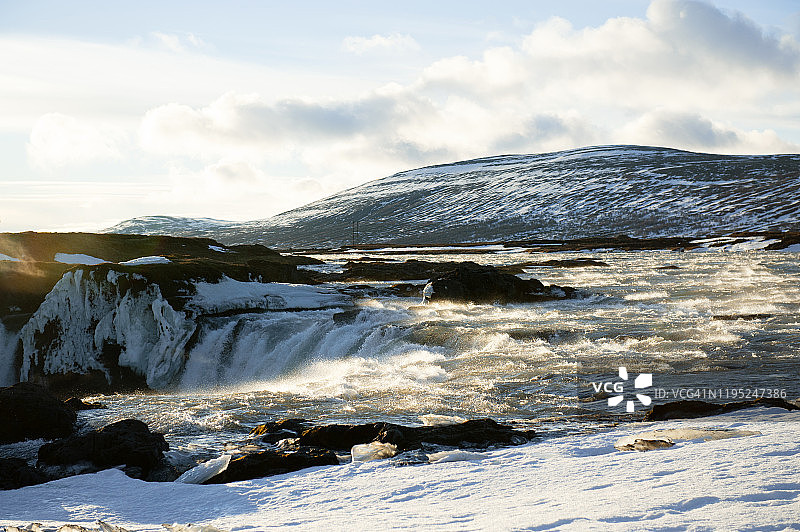 冰岛东北部戈达佛斯的冬季图片素材