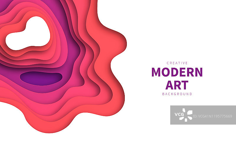剪纸背景-粉色抽象波浪形状-时尚的3D设计图片素材