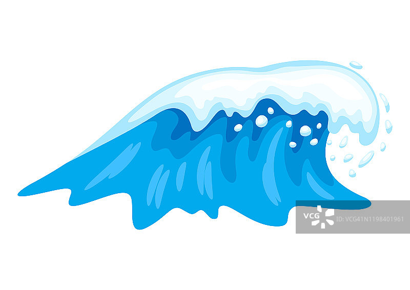 波浪与海洋泡沫的插图。图片素材