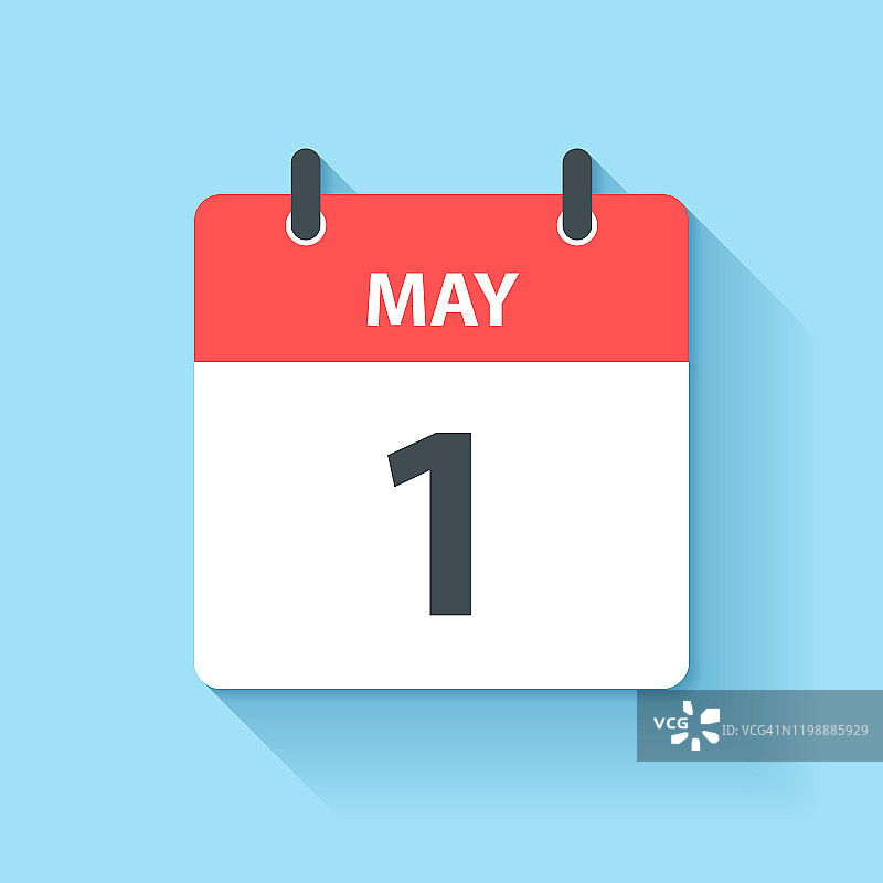 5月1日-日日历图标在平面设计风格图片素材