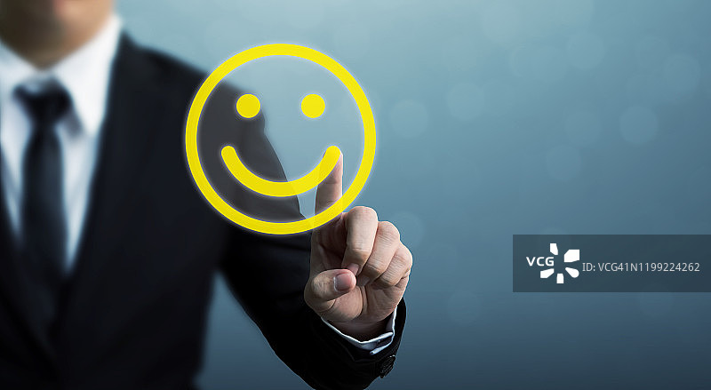 客户服务体验和业务满意度调查。商人手绘笑脸图片素材