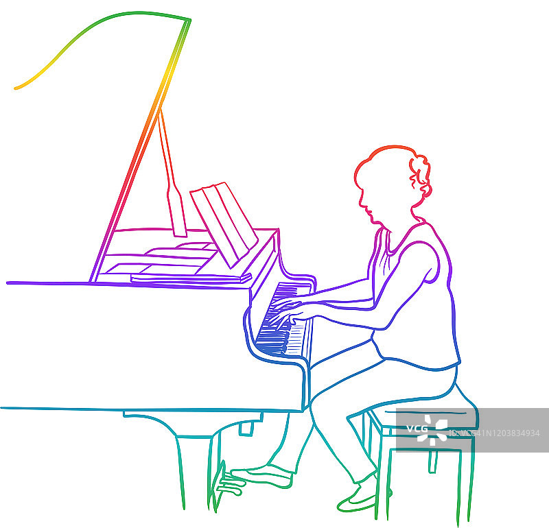 钢琴演奏者的彩虹图片素材