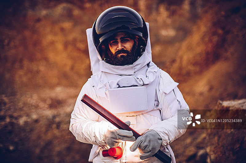 火星上长胡子的宇航员图片素材