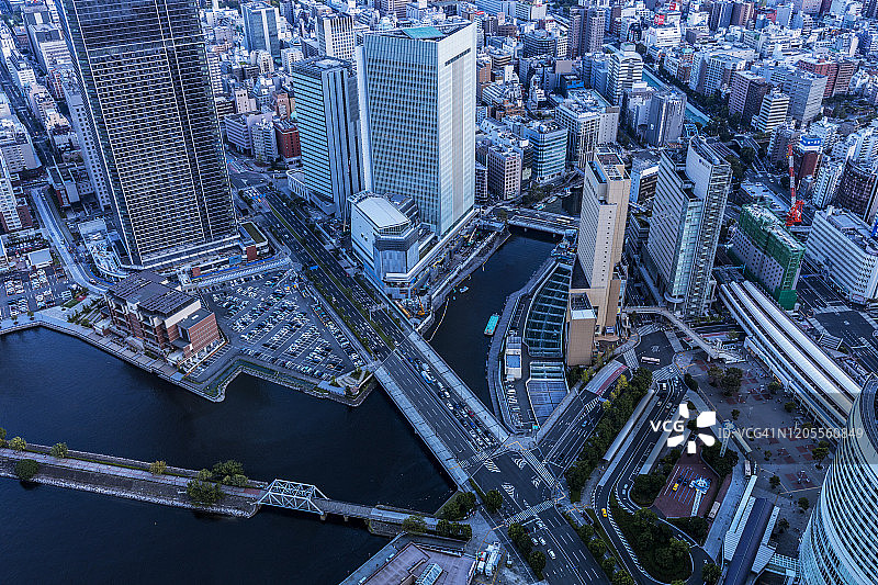 横滨天际线鸟瞰图图片素材