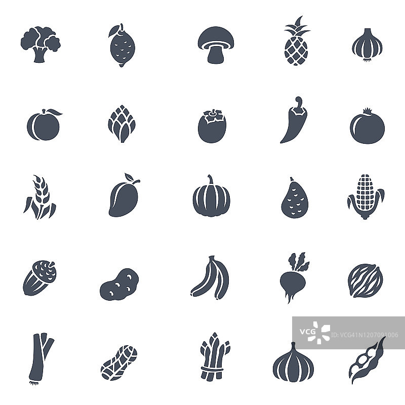 水果和蔬菜图标设置图片素材