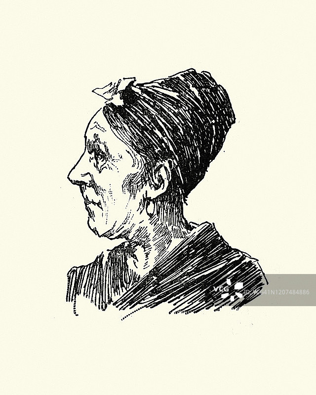 一个成熟女人的素描，维多利亚，19世纪图片素材