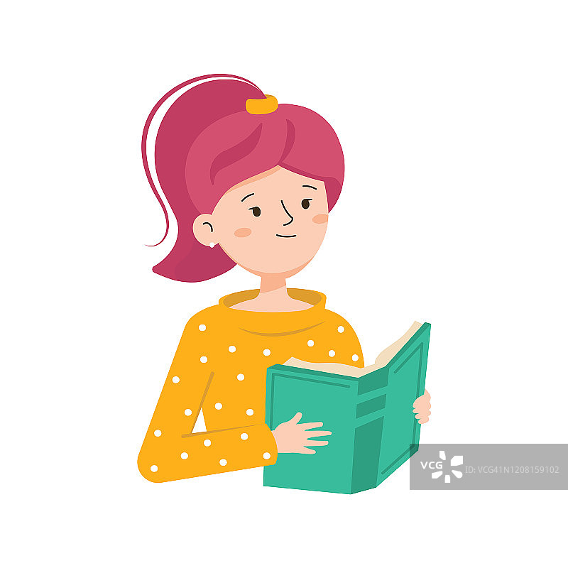 女孩正在看书。女主人公在读一本书。理念培训、教育、文艺节图片素材
