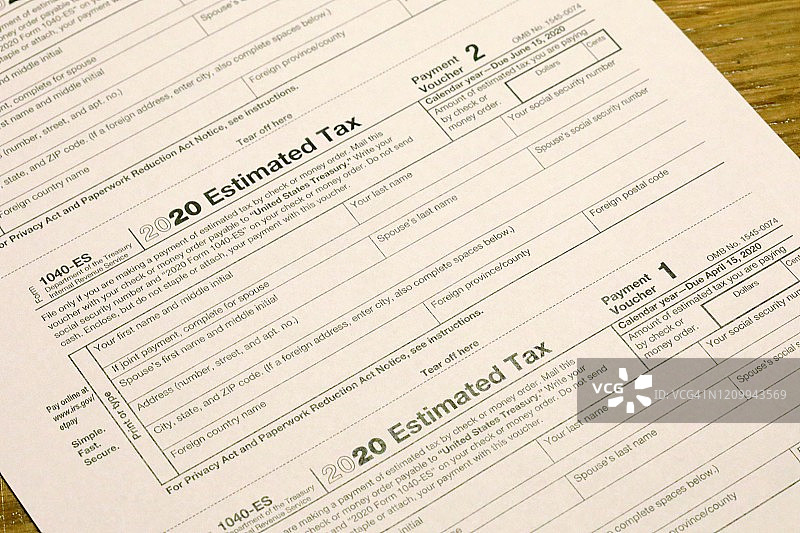 税务局雇员的税务估计数(表格1040)图片素材