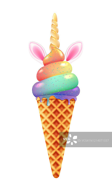 彩虹独角兽冰淇淋图片素材