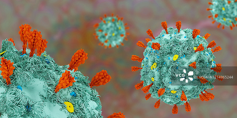 病毒的细胞。微生物学的概念背景。图片素材