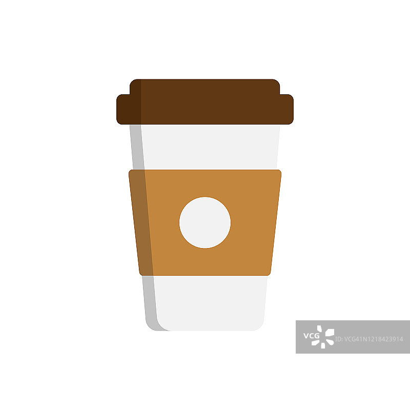 咖啡杯平面图标孤立在白色背景。矢量插图。图片素材