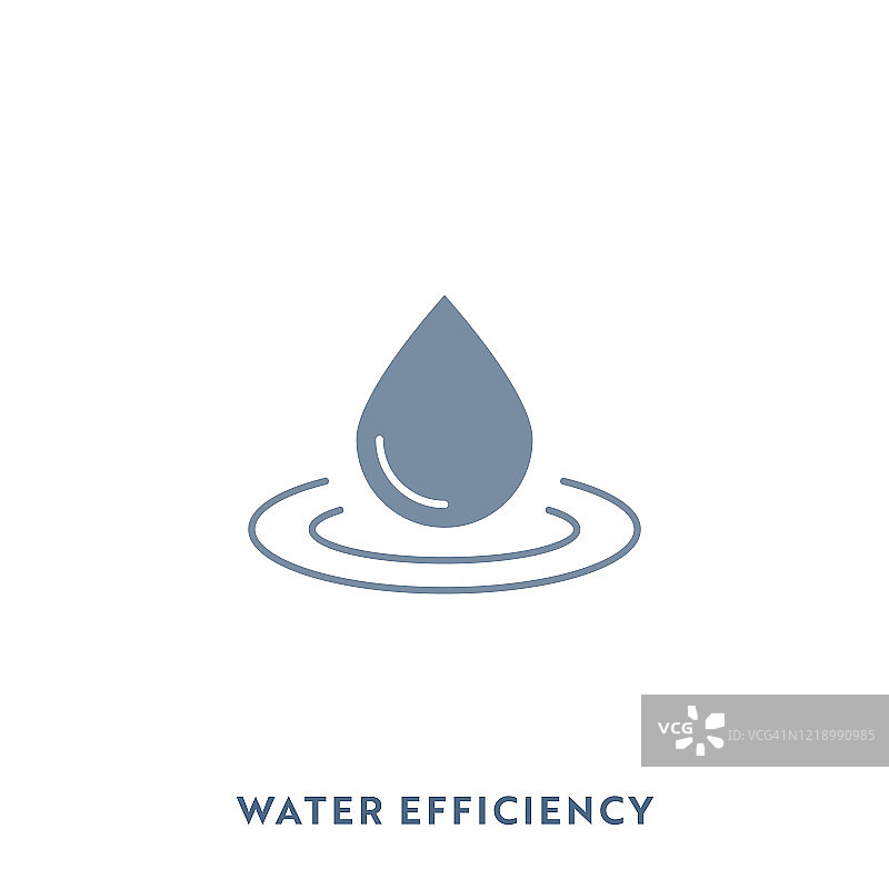 水效率单色平面图标。像素完美。图片素材