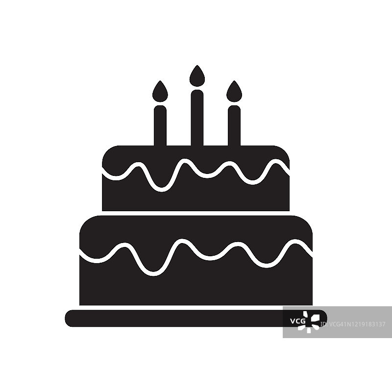 矢量的生日蛋糕图标在时尚的平面设计图片素材