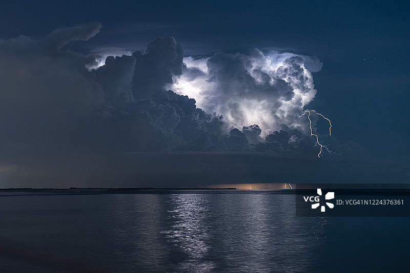 风暴云和闪电风暴滚过圣彼得堡，佛罗里达图片素材
