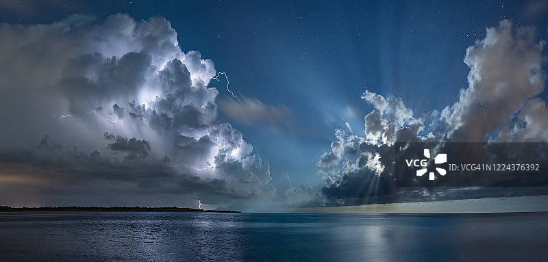 风暴云和闪电风暴滚过圣彼得堡，佛罗里达图片素材