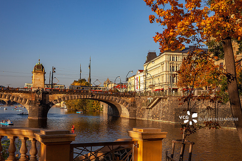 布拉格的军团桥，捷克共和国图片素材