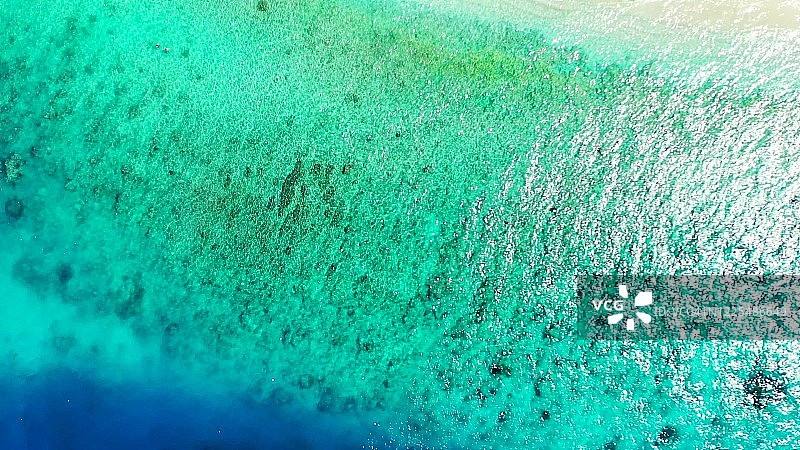 加勒比珊瑚礁，水的纹理，运动背景拍摄的水晶清澈的海蓝宝石图片素材