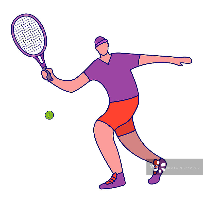 网球运动员用球拍击球的人。图片素材