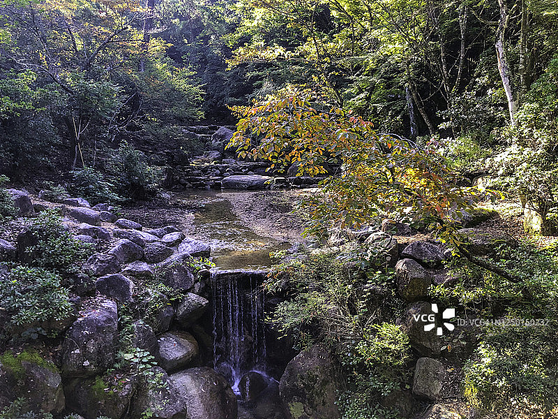 初须市Momijidani公园的瀑布图片素材