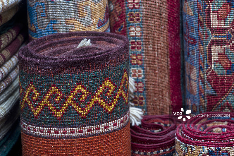 伊斯坦布尔，土耳其-土耳其地毯店图片素材