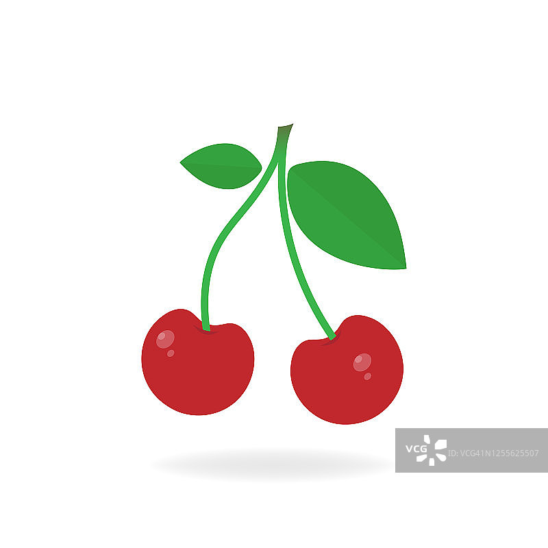 红色樱桃色象征。画新鲜健康的水果。孤立的标志说明。图片素材