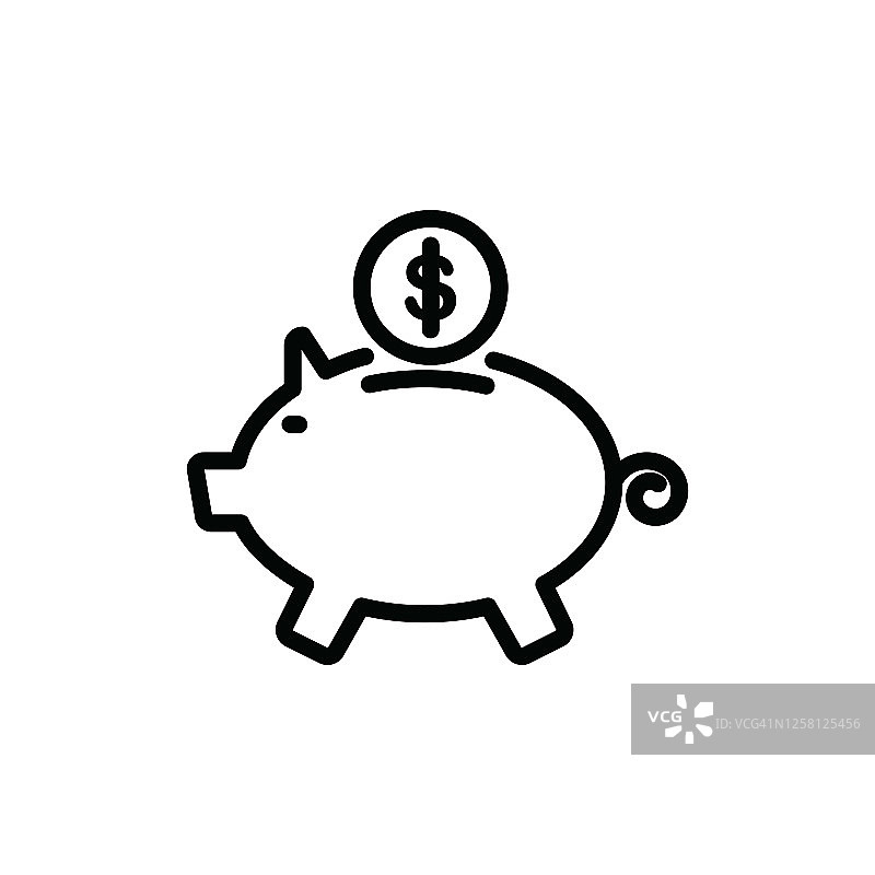 插图小猪存钱罐图标矢量图形图片素材