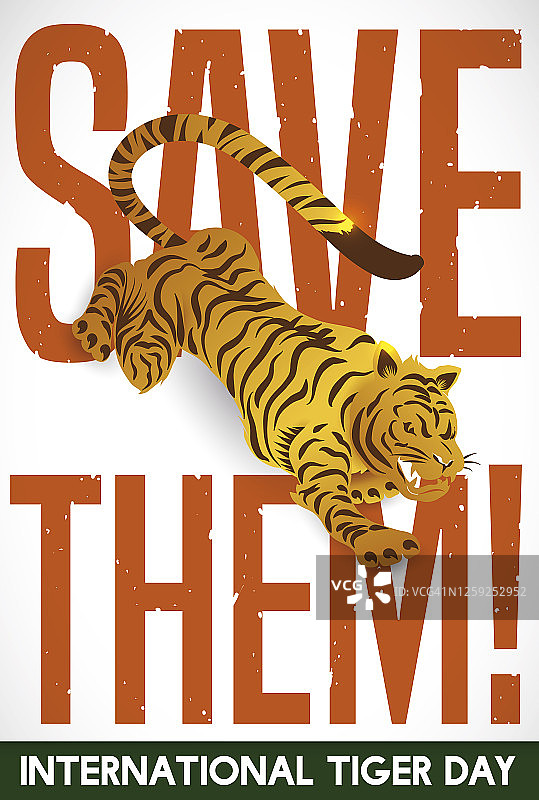 国际老虎日宣传保护大型猫科动物的意识设计图片素材