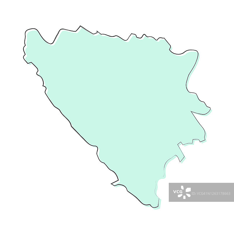波斯尼亚和黑塞哥维那地图手绘在白色的背景-时尚的设计图片素材