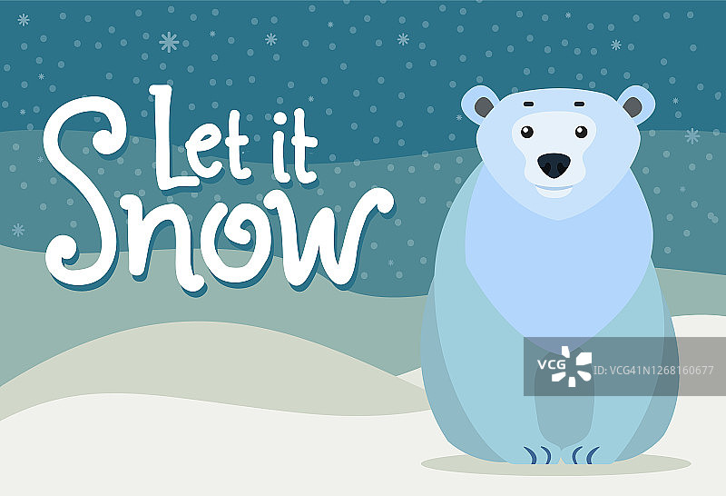 《让它下雪吧》，北极的北极熊图片素材