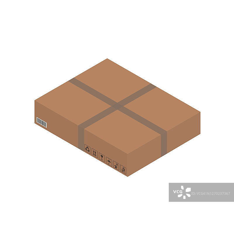 棕色纸板箱，立体板条箱，等距箱。图片素材