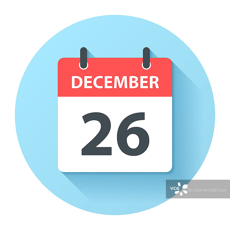 12月26日-圆日日历图标在平面设计风格图片素材