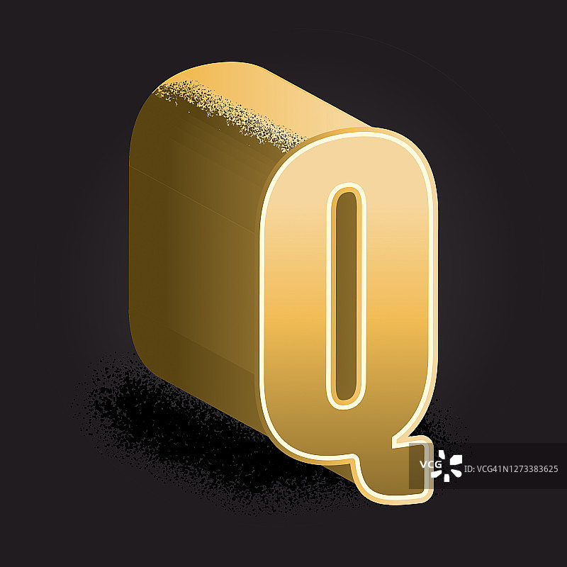 金色3d装饰字母Q设计图片素材